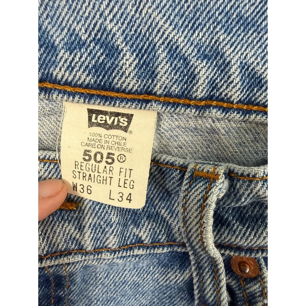 Vintage Levis 505 Orange Tab Regular Fit Straight Leg Jeans Light Wash 36x34